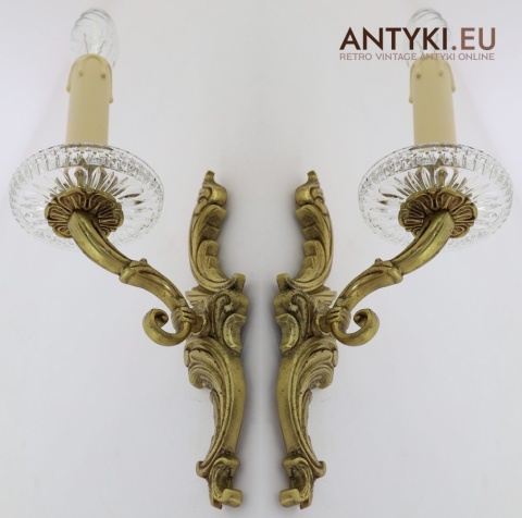 kinkiety rokoko mosiężne vintage
