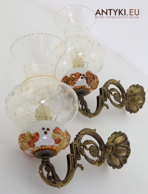 kinkiety dekoracyjne z mosiądzu i szkła