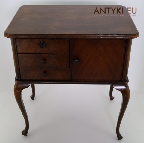stolik antyczny z szufladami i szafką