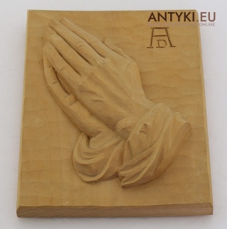 🕊️ Drewniana płaskorzeźba religijna – Symbol wiary i modlitwy – unikat z 1966 roku