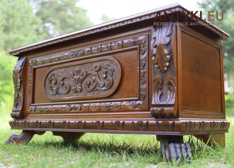 antyczna drewniana skrzynia vintage