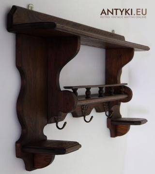 Duża dębowa półka kuchenna z Francji – rustykalny styl vintage