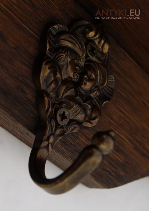 antyczna półka kuchenna dębowa z hakami