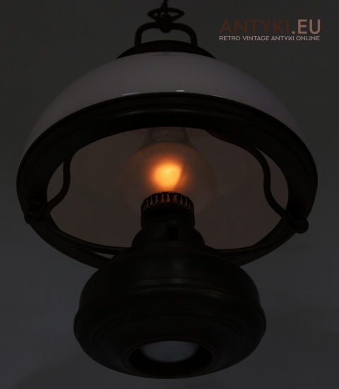 rustyk mosiężna lampa sufitowa wisząca dwupunktowa retro