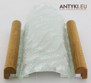 Kinkiet Fischer Leuchten – szkło bąbelkowe i lite drewno, lata 70