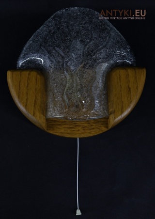 Kinkiet retro Fischer Leuchten z drewna i szkła – niemiecki design vintage