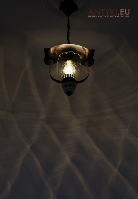 klasyczna lampa sufitowa vintage metal ceramika szkło
