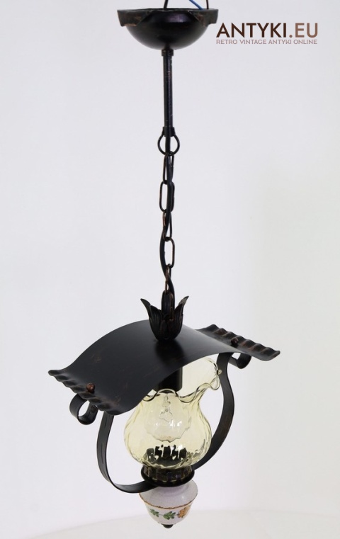 retro lampa rustykalna sufitowa z łańcuchem