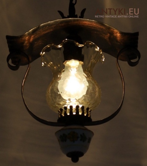 lampa sufitowa vintage z ceramiką