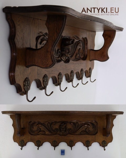 drewniany wieszak ścienny rzeźbiony