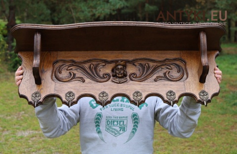 antyczny wieszak dębowy vintage