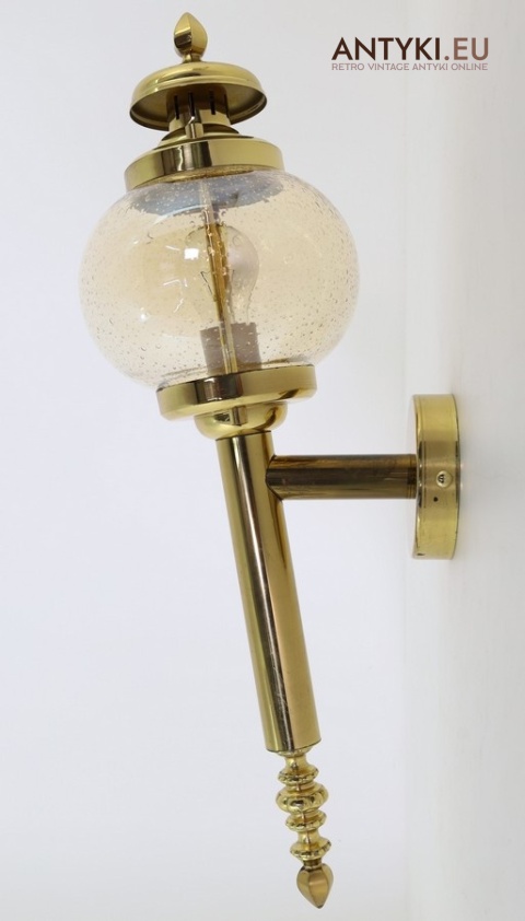 mosiężna lampa ścienna retro z lat 70