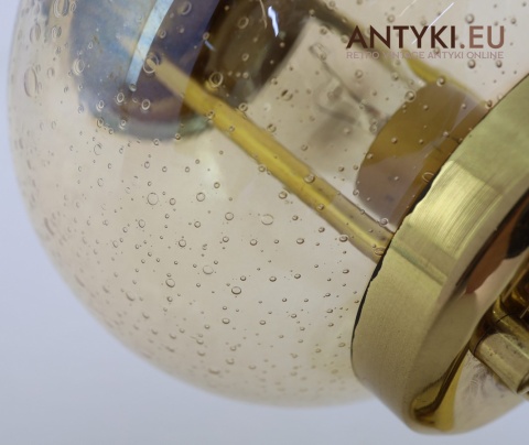 kinkiet mosiężny vintage z kloszem szklanym