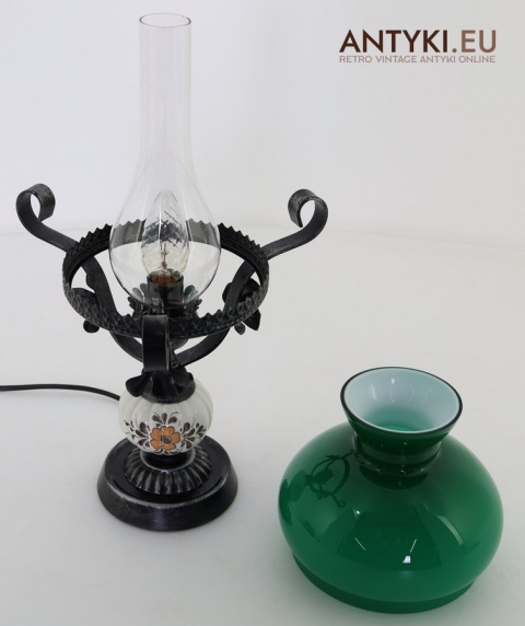 rustykalna lampka stołowa z ceramiką