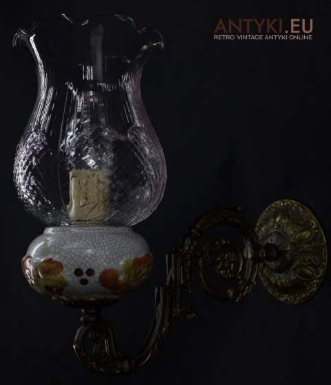 kinkiety vintage z różowym kloszem