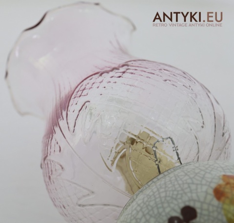 szkło różowe kinkiety vintage
