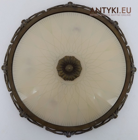 okrągła antyczna lampa sufitowa z epoki