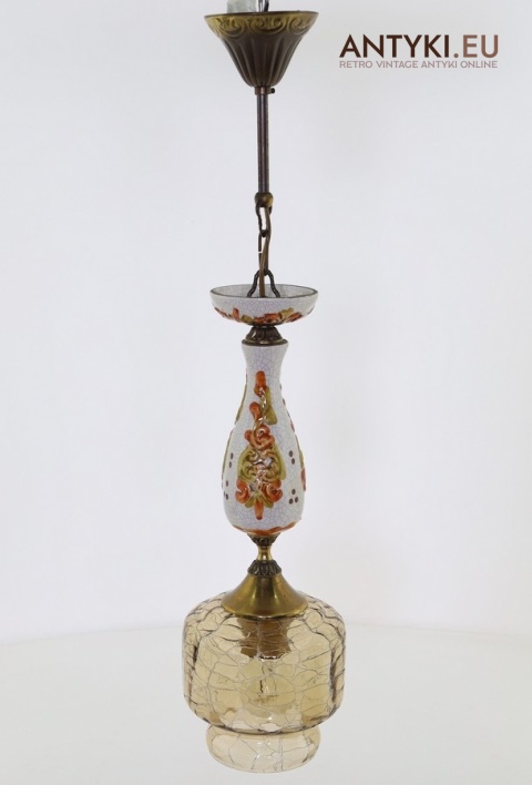 ceramiczna lampa rustykalna z lat 70