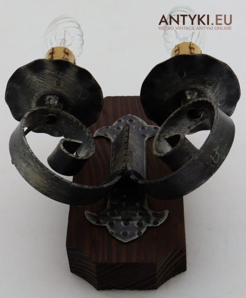 rycesrki kinkiet z drewna i metalu