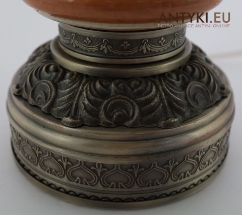 srebrna lampa stołowa retro