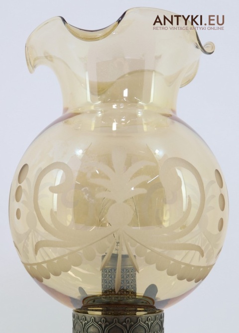 lampka stolikowa vintage bursztynowa