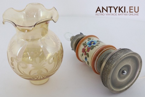 lampka nocna vintage z kloszem grawerowanym