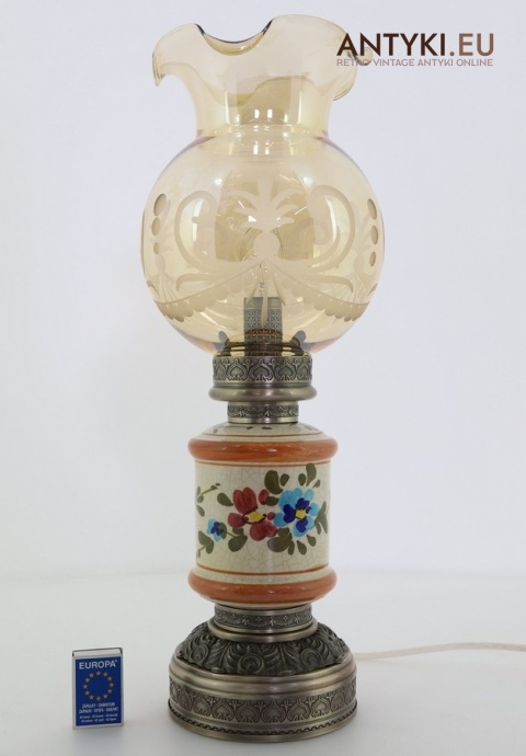 bursztynowy klosz lampa stołowa