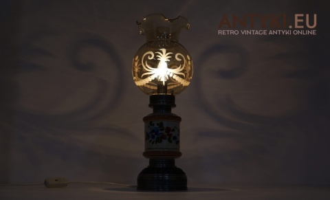 lampa stołowa z kwiatami ceramiczna