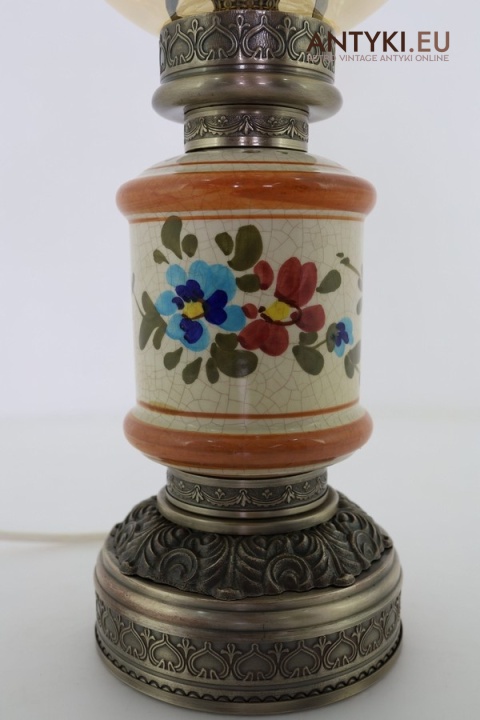 lampka nocna vintage z metalu i szkła