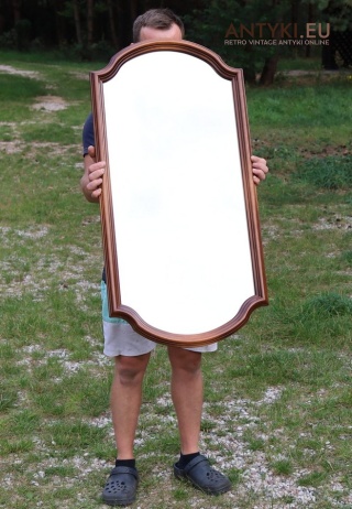 XL! DUŻE! Stylowe lustro ścienne retro – drewniana rama w klimacie Chippendale