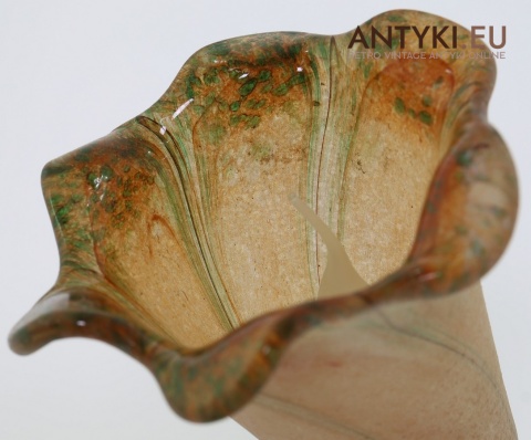 szklany klosz miodowo zielony secesja