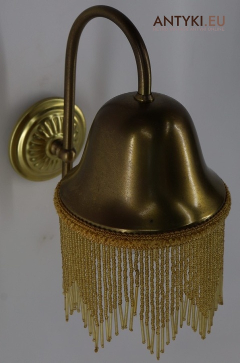vintage kinkiet mosiężny z koralami