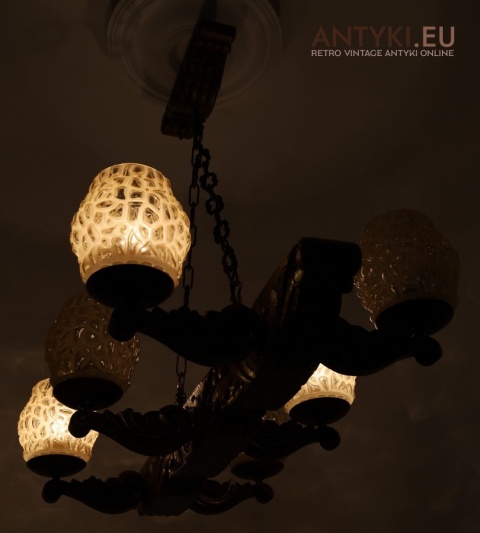 góralska lampa vintage strukturalne szkło