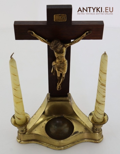 zestaw kolędowy vintage krzyż i świeczniki