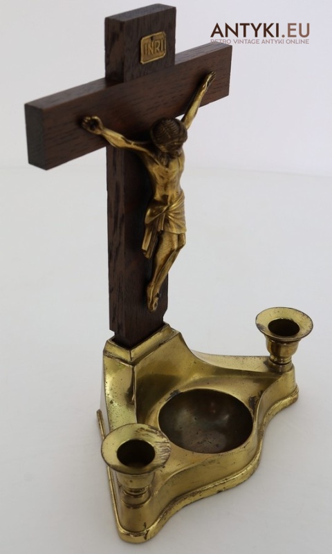 stary zestaw kolędowy krucyfiks świeczniki kropielnica