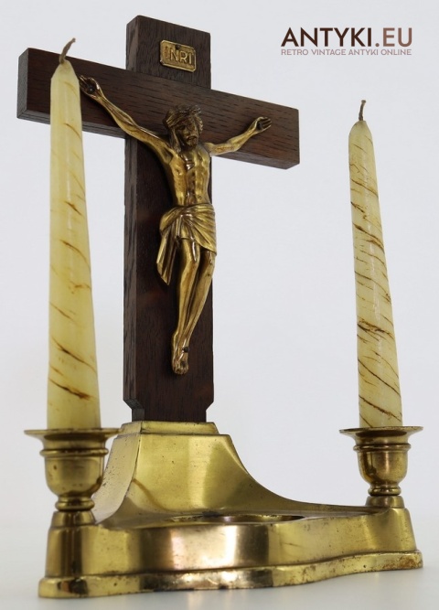 krucyfiks stojący retro na ołtarzyk domowy