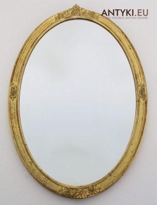 Antyczne lustro pałacowe z Belgii – owalna rama retro vintage
