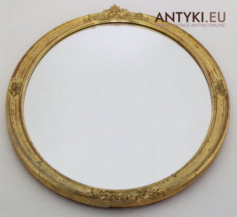 retro owalne lustro vintage w złotej ramie
