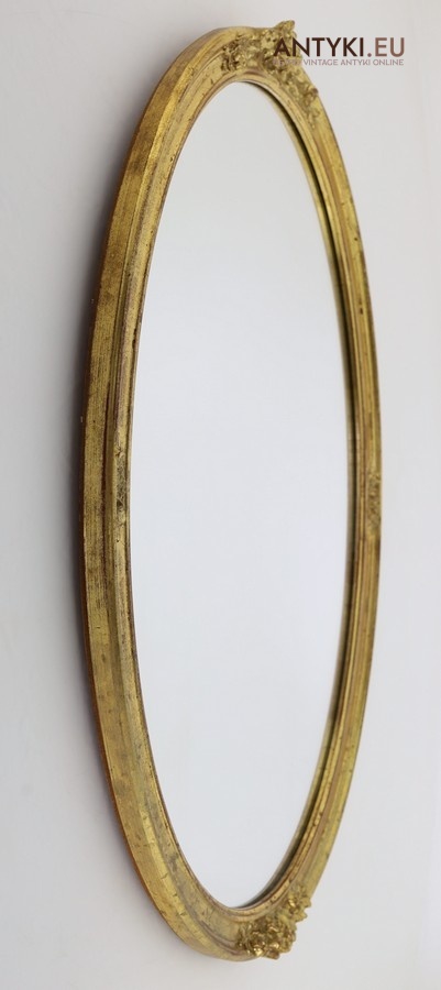 vintage owalne lustro vintage w złotej ramie