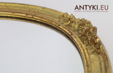 pałacowe owalne lustro vintage w złotej ramie