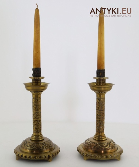 prawdziwe secesyjne świeczniki art nouveau z francji