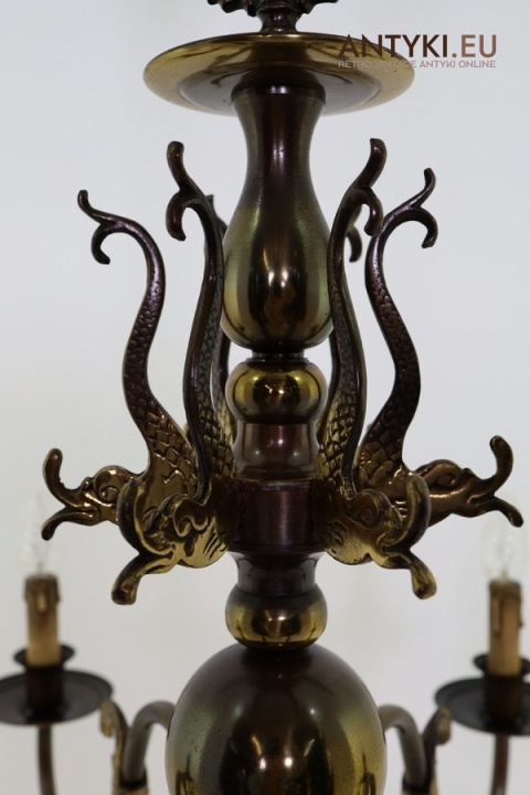 żyrandol retro z odlewami ryb