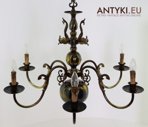 żyrandol z epoki z motywem ryb