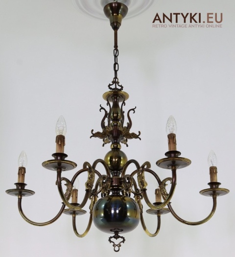 mosiężny żyrandol pałacowy morski