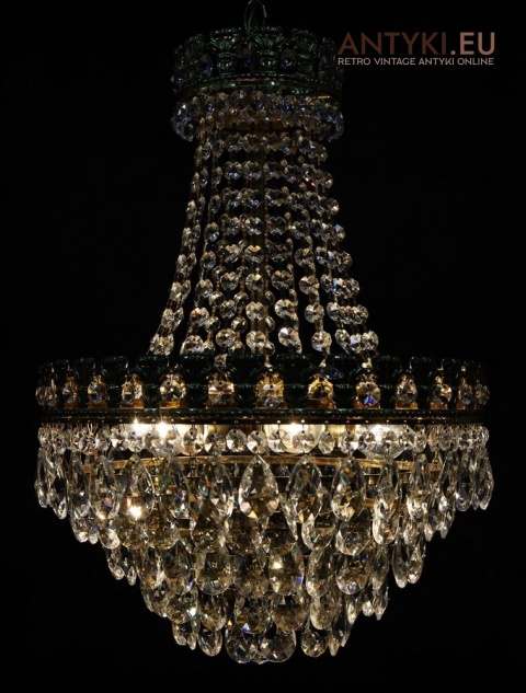vintage kryształowy żyrandol vintage z epoki