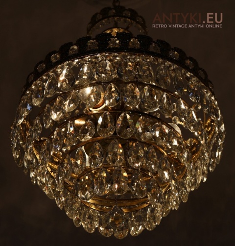 unikatowy żyrandol retro z kryształami