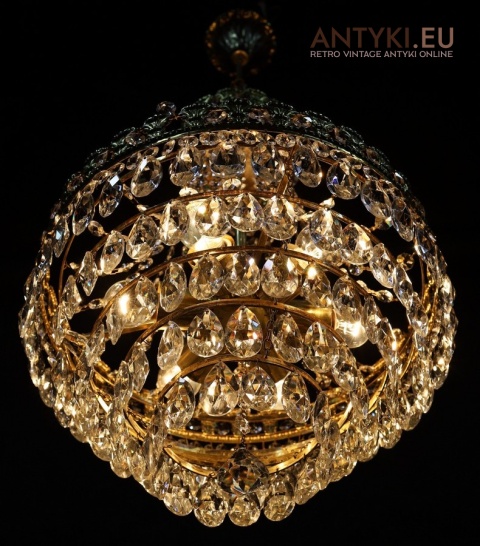 vintage żyrandol dekoracyjny kryształowy