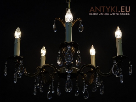 żyrandol z kryształami vintage