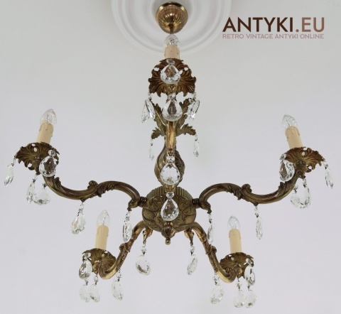 antyczny mosiężny żyrandol pałacowy