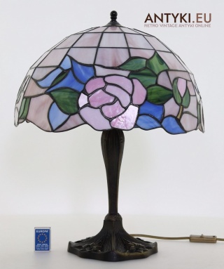 XL! Duża antyczna lampa stołowa Tiffany – secesyjny styl z epoki Art Nouveau